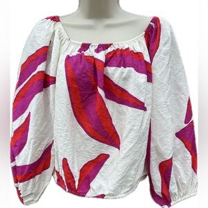 Nine West Bold Tropical Off-Shoulder Blouse size large